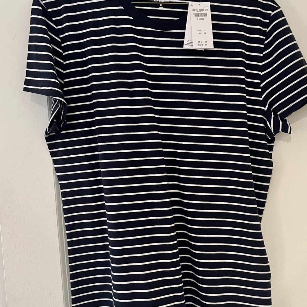 Abercrombie & Fitch Navy and White Striped Baby Tee